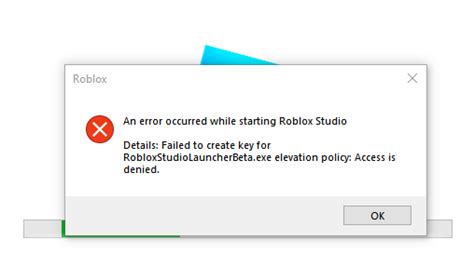 Search Failed To Create Key For Roblox. . Roblox studio failed to create key elevation policy